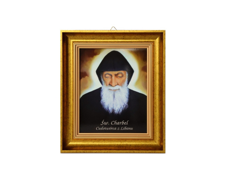 Obraz w ozdobnej ramie św. Charbel