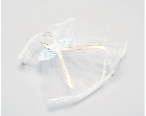 Ozdoba z Tiulu Na Świece Do Chrztu - Profitka Niebieska