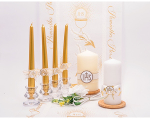 Świeca walec ecru komunijna 15 cm