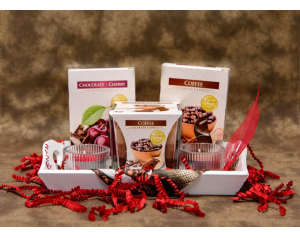 Zestaw Prezentowy ze Świecami Czekolada - Wiśnia - Kawa