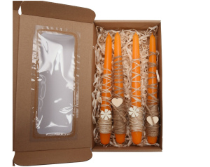 Świeca stołowa pomarańczowa zestaw ozdobny