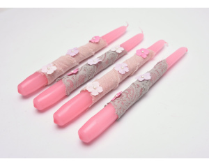 Świeca stołowa różowa zestaw ozdobny