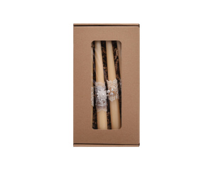 Świeca stołowa ecru zestaw ozdobny wzór 2