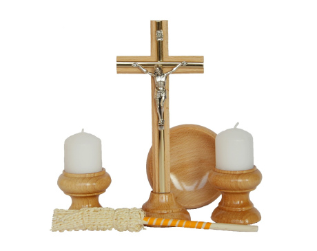 Komplet kolędowy drewniany w pudełku jasny