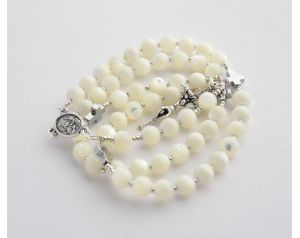 Różaniec Na Szyję z Kamieni Masa Perłowa