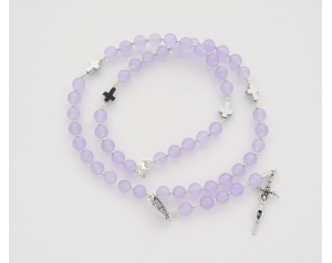 Różaniec Na Szyję z Kamieni Marmurek Fuksjowy