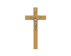 Krzyż drewniany z frezem jasny 17,5 cm