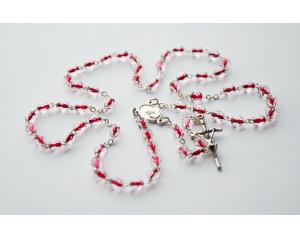 Różaniec kryształkowy bordowa nitka