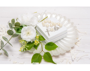 Różaniec 10 Perła Szklana Ecru