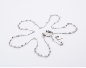 Różaniec Srebrny Rodowany Rozpinany