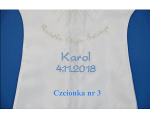 Szatka do chrztu świętego z haftem Duch święty niebieski