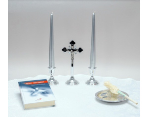 Świeca stołowa srebrny metalik