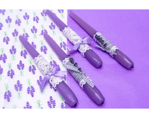 Świeca stołowa lawenda zestaw ozdobny