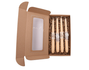 Świeca stołowa ecru zestaw ozdobny wzór 2