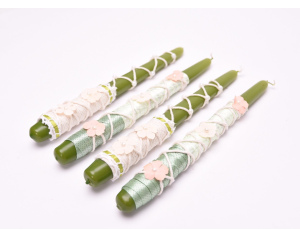 Świeca stołowa zielona zestaw ozdobny