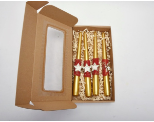 Świece stołowe złote gwiazdki zestaw ozdobny