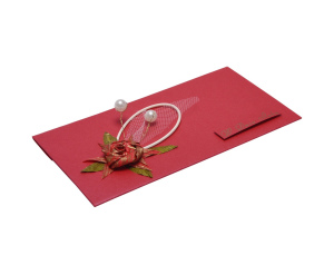 Koperta Ślubna Ozdobna Czerwona z Życzeniami