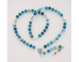Różaniec Na Szyję z Kamieni Agat Niebieski