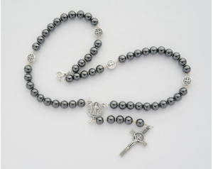 Różaniec Na Szyję z Kamieni Hematyt Benedykt