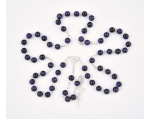 Różaniec Srebrny Tygrysie Oko Purpurowe