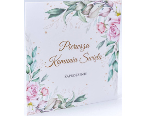 Zaproszenie na Pierwszą Komunię Róże
