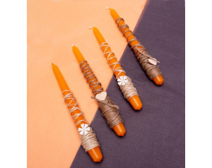 Świeca stołowa pomarańczowa zestaw ozdobny