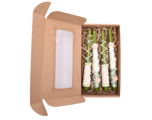 Świeca stołowa zielona zestaw ozdobny