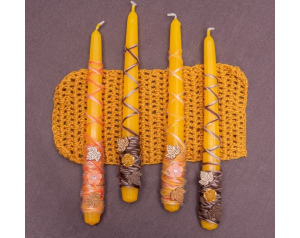 Świeca stołowa żółta zestaw ozdobny