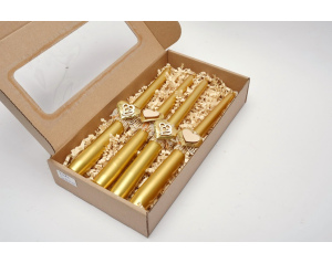 Świece stołowe złote serca zestaw ozdobny 4 szt