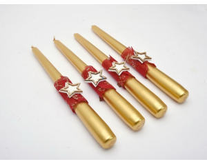 Świece stołowe złote gwiazdki zestaw ozdobny