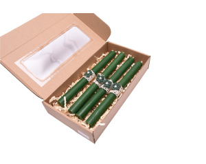 Zestaw Świece woskowe zielone stołowe