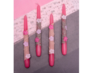 Świeca stołowa różowa zestaw ozdobny