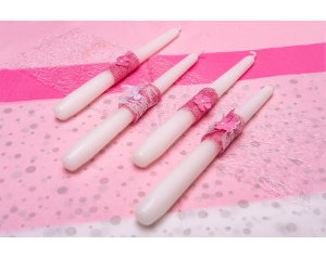 Świeca stołowa biała zestaw ozdobny