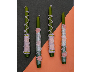 Świeca stołowa zielona zestaw ozdobny