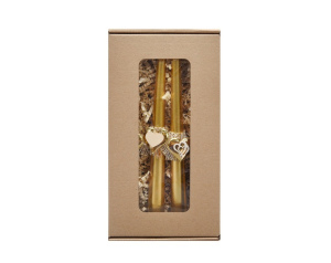 Świece stołowe złote serca zestaw ozdobny 4 szt