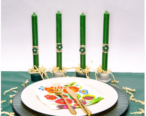 Zestaw Świece woskowe zielone stołowe