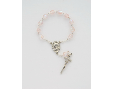 Różaniec Kryształkowy 10 Jasnoróżowy