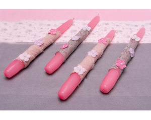 Świeca stołowa różowa zestaw ozdobny