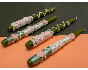 Świeca stołowa zielona zestaw ozdobny