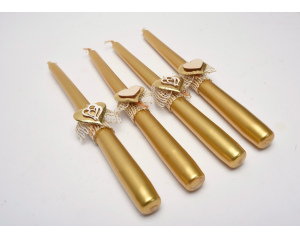 Świece stołowe złote serca zestaw ozdobny 4 szt