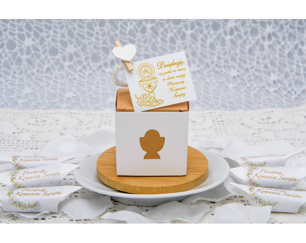 Podziękowanie - Pierwsza Komunia Święta - Krówki w pudełku z kielichem