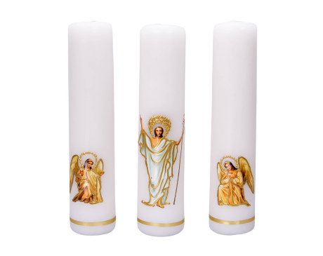 Świece Ołtarzowe Jezus Zmartwychwstały z Aniołami Komplet