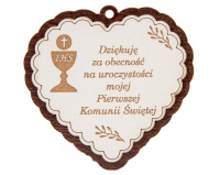 Podziękowanie Magnes na Pierwszą Komunię Serce