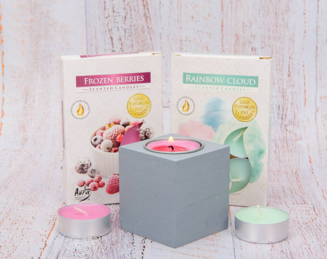 Zestaw Prezentowy Tealighty ze Świecznikiem Jagodowa Chmurka