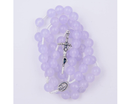 Różaniec z kamieni sznurek Marmurek Fuksjowy