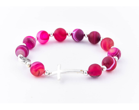 Różaniec Bransoletka Agat Bordowy 10 mm