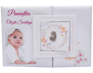 Pamiątka Chrztu Świętego Różowa Pozioma