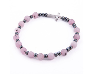 Różaniec Bransoletka Kwarc Różowy