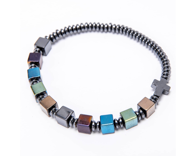 Różaniec Bransoletka Hematyt Srebrny