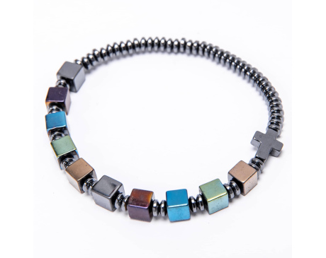 Różaniec Bransoletka Hematyt Srebrny